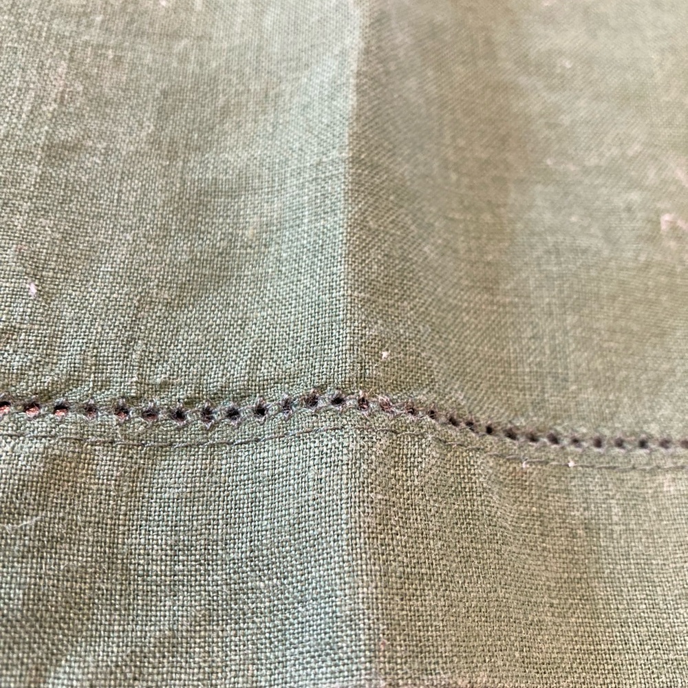 10 Pottery Barn Napkins Linen Hemstitch Placemats 20x20 Square Dark Green - Picture 5 of 7